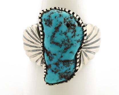 Navajo Ring .925 Silver Sleeping Beauty Turquoise Artist Signed DK C.80's