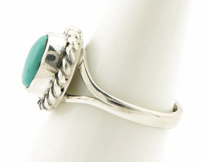 Navajo Ring .925 Silver Kingman Turquoise Artist Signed Gecko C.90's