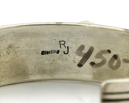 Navajo Bracelet .925 Silver Natural Blue Turquoise Signed RJ C.80's