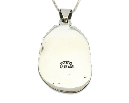 Navajo Necklace .925 Silver Royston Turquoise Artist Signed Sunrise C.80's