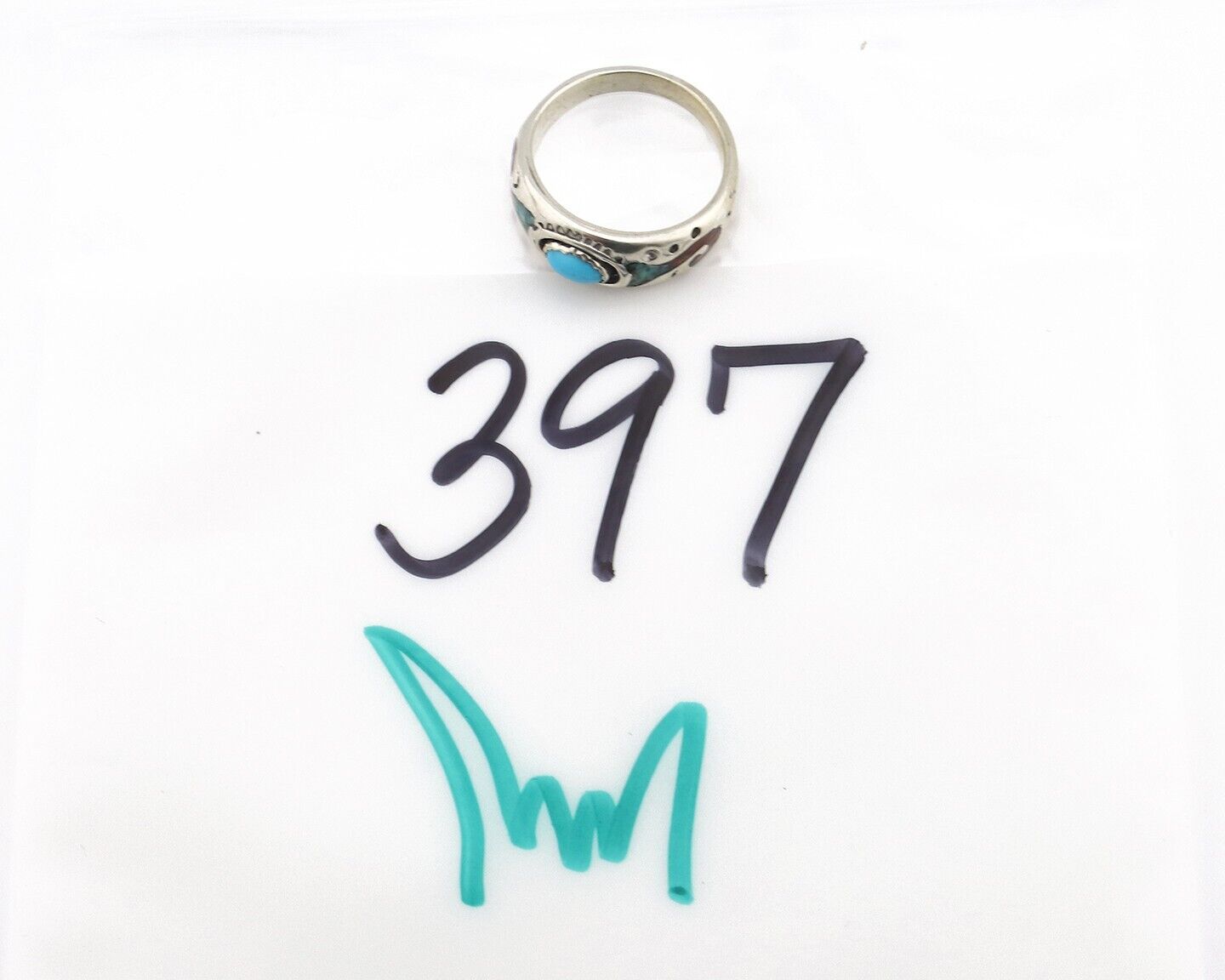 Navajo Handmade Ring 925 Silver Blue Turquoise & Coral Native American Artist