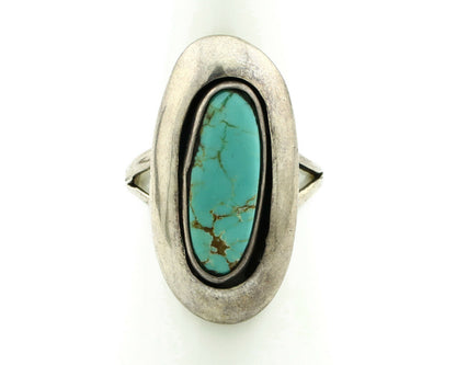Navajo Shadow Box Ring .925 Silver Kingman Turquoise Signed M Montoya C80s