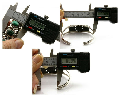 Navajo Bracelet .925 Silver Malachite Gemstones Handmade Native Artist C.80's