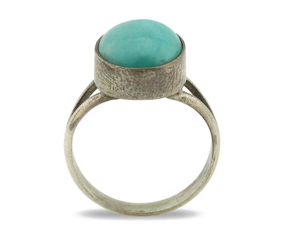Navajo Ring .925 Silver Kingman Turquoise Native American Artist C.1980's