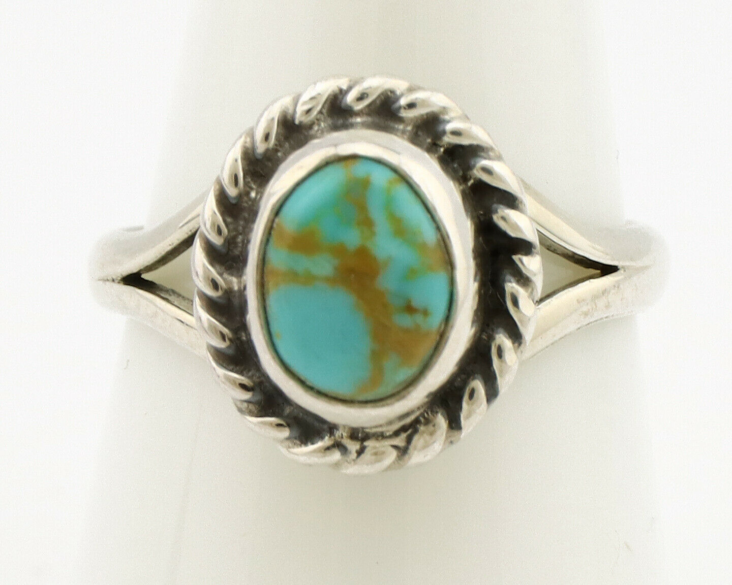 Navajo Ring .925 Silver Kingman Turquoise Artist Signed Gecko C.90's