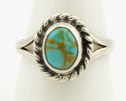 Navajo Ring .925 Silver Kingman Turquoise Artist Signed Gecko C.90's
