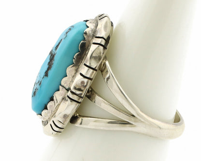 Navajo Ring .925 Silver Natural Blue Turquoise Native Artist C.80's
