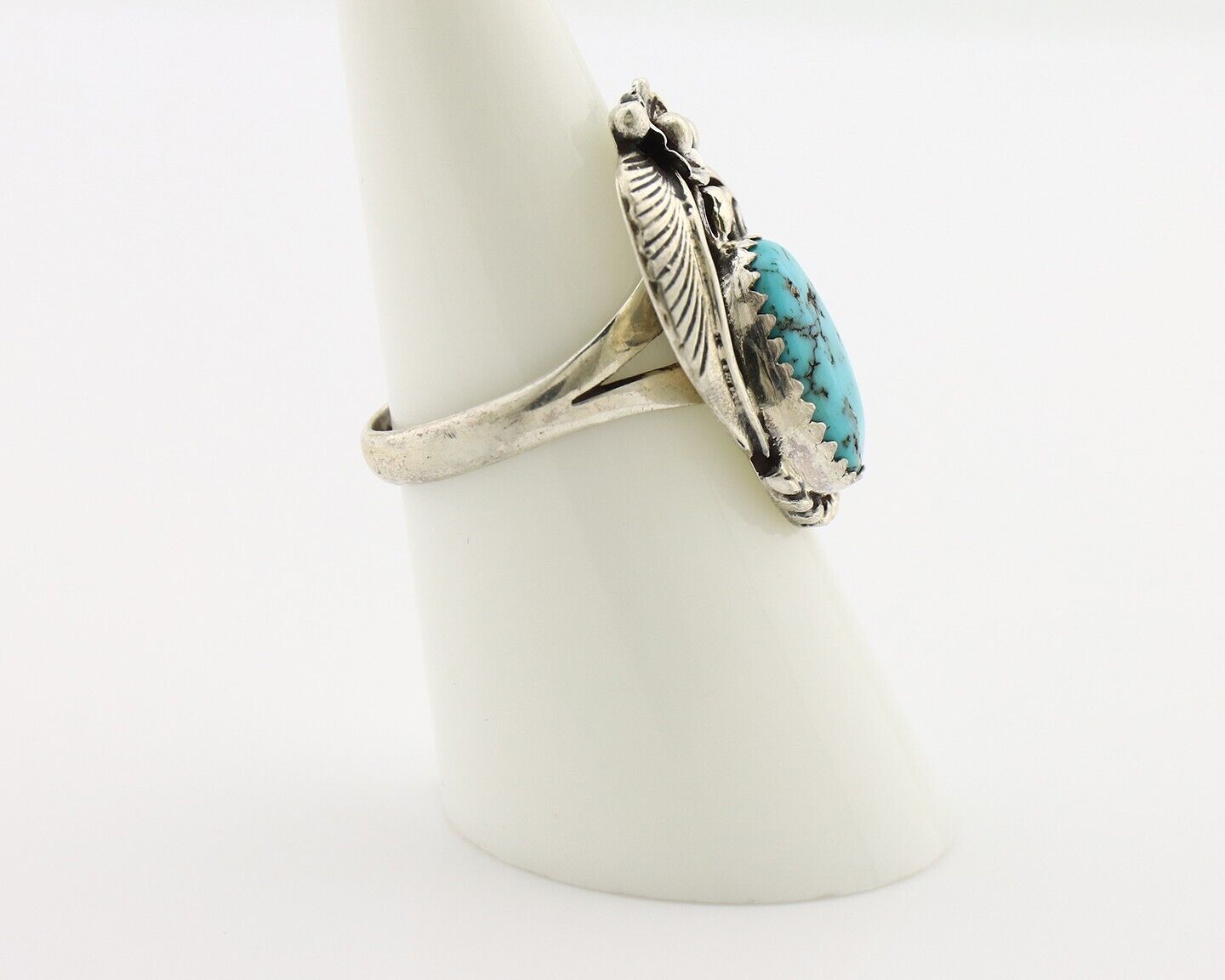 Navajo Ring 925 Silver Natural Blue Turquoise Native American Artist C.80's