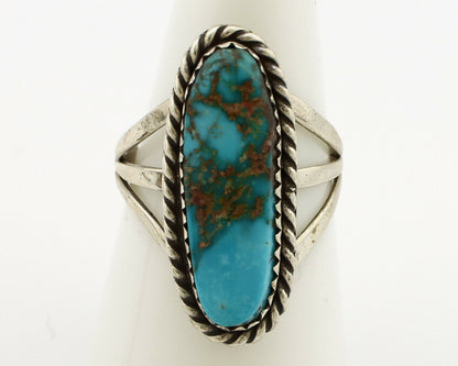 Navajo Ring .925 Silver Kingman Turquoise Artist Signed Gecko C.90's