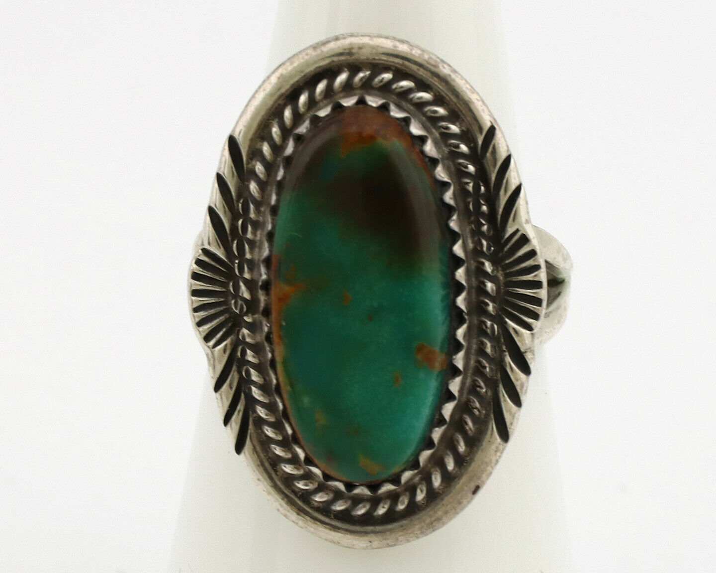 Navajo Ring .925 Silver Kingman Turquoise Native American Artist C.1980's