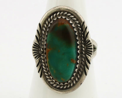 Navajo Ring .925 Silver Kingman Turquoise Native American Artist C.1980's