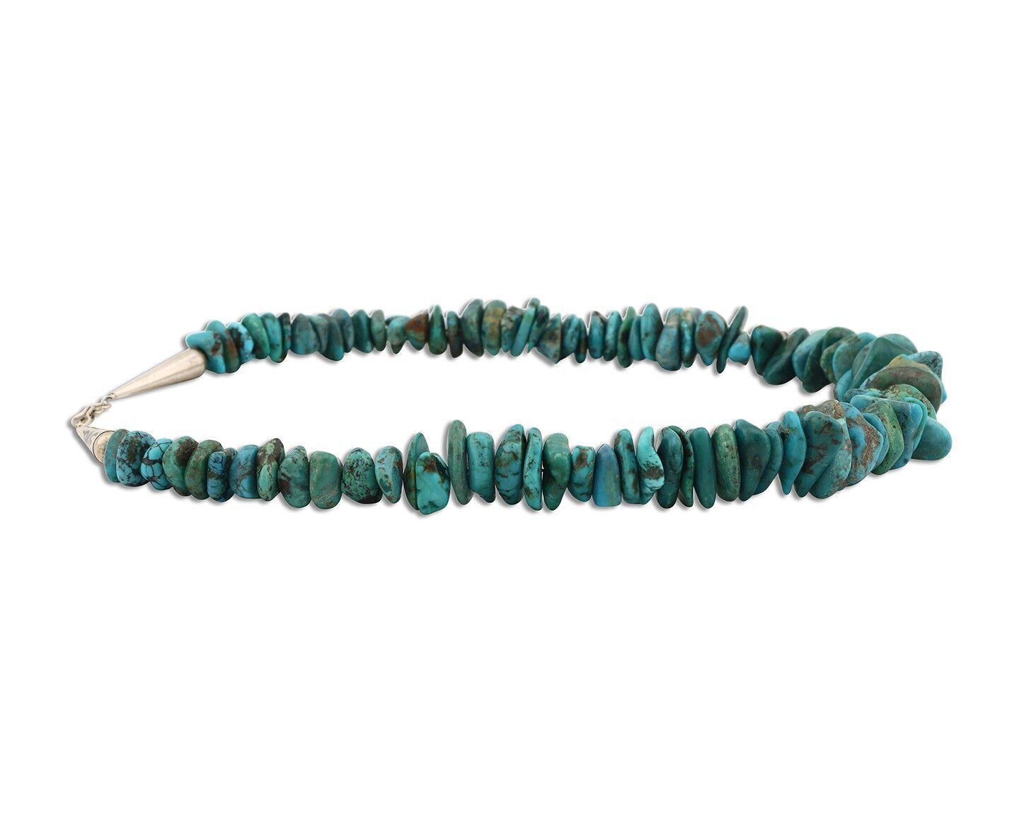 Navajo Necklace 925 Silver Natural Large Blue Turquoise Native Artist C80s