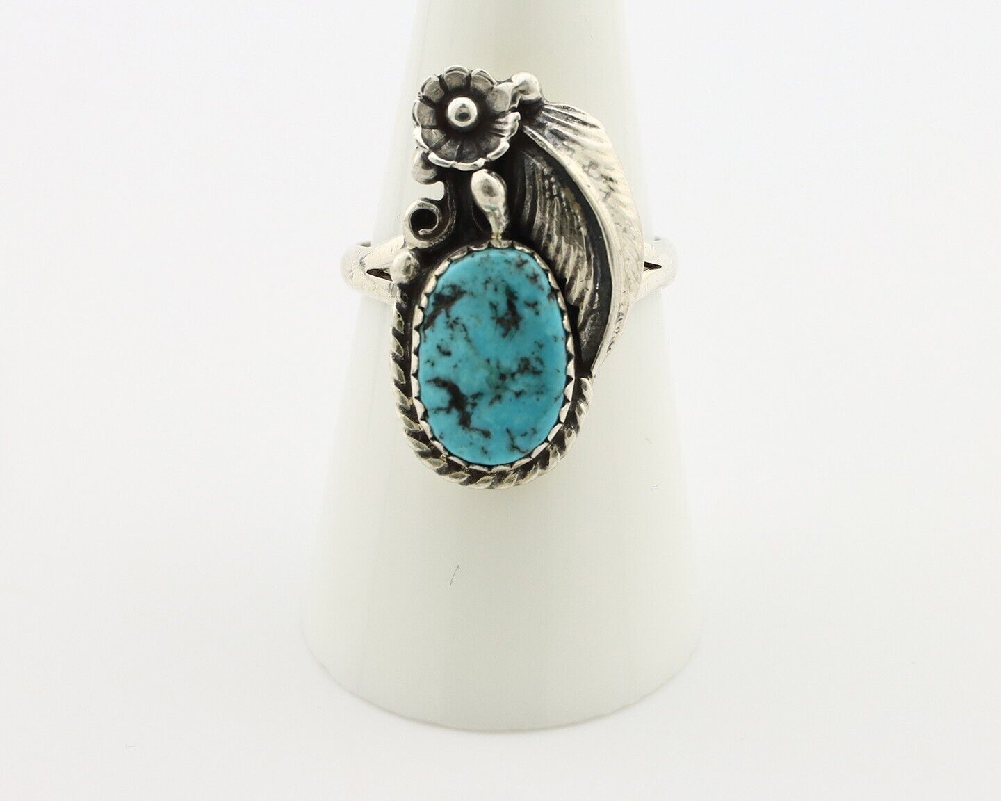 Navajo Ring 925 Silver Natural Blue Turquoise Native American Artist C.80's