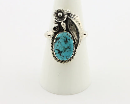 Navajo Ring 925 Silver Natural Blue Turquoise Native American Artist C.80's