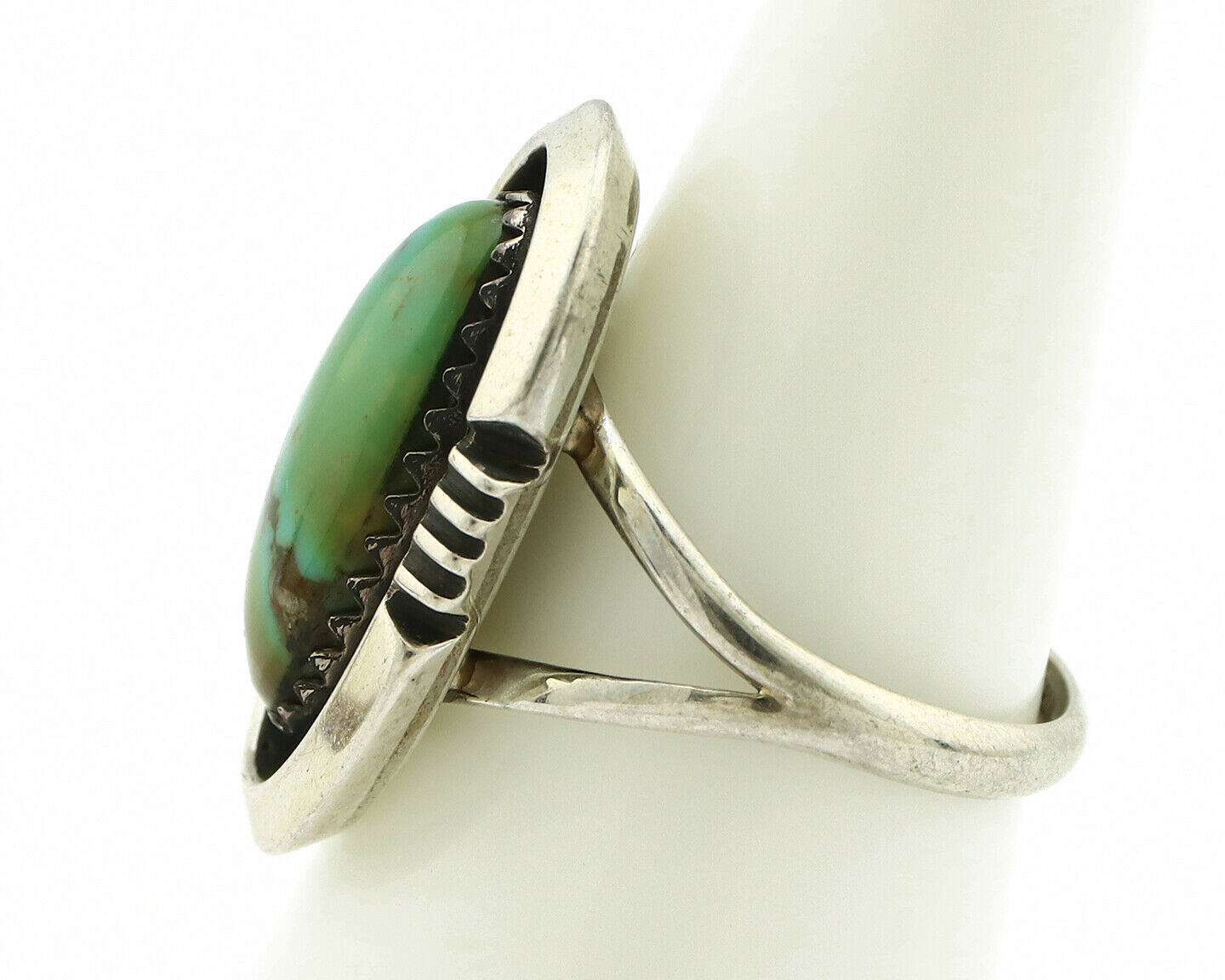 Navajo Ring .925 Silver Kingman Turquoise Native Artist C.1980's