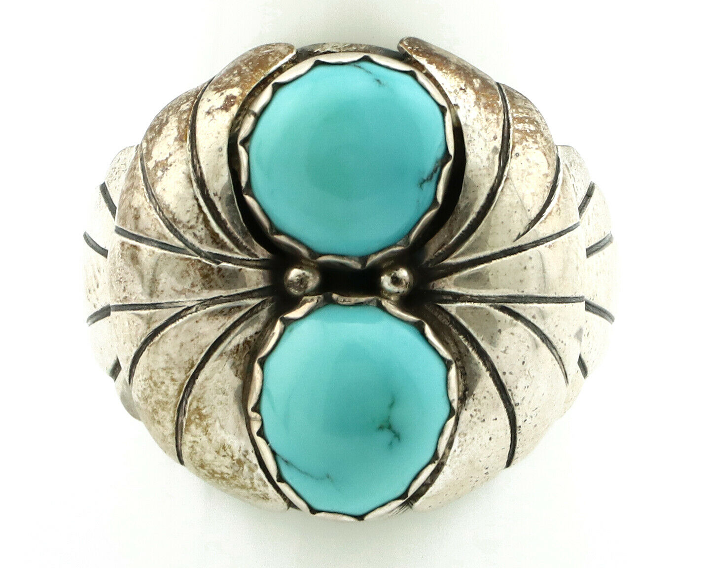 Navajo Ring .925 Silver Blue Turquoise Native American Artist C.80's