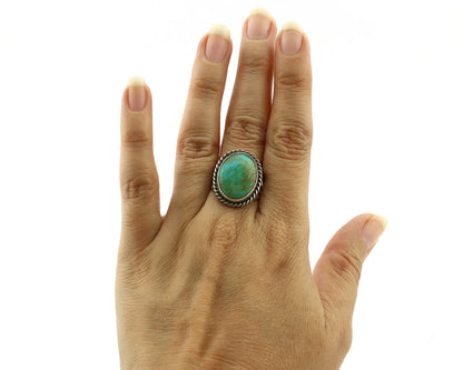 Navajo Ring 925 Silver Turq Mtn Turquoise Native American Artist C.80's