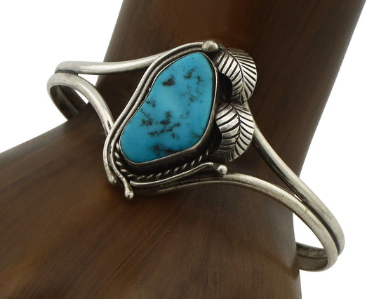 Navajo Bracelet 925 Silver Sleeping Beauty Turquoise Native Artist C.80's