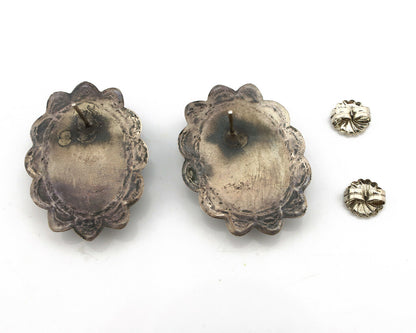 Concho Green Natural Turquoise Post Earrings by PJ Begay