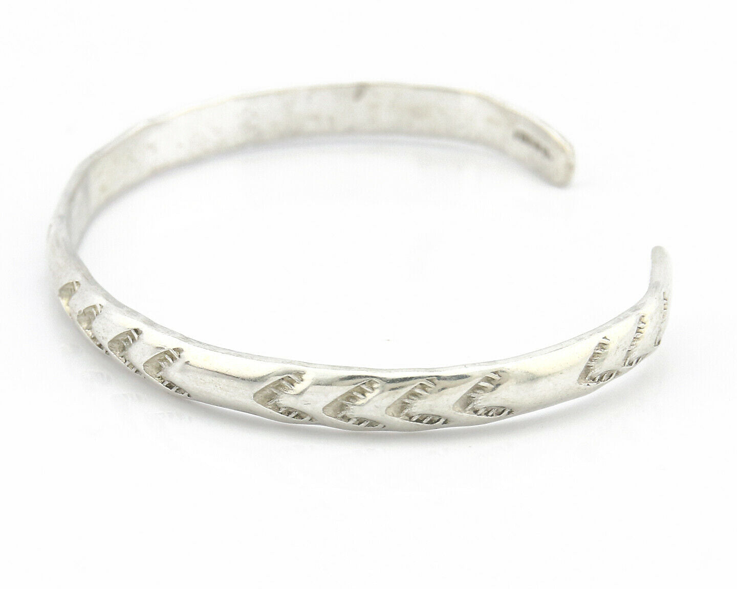 Navajo Bracelet .925 Silver Hand Stamped Arrow Head Artist I Montoya C.80's