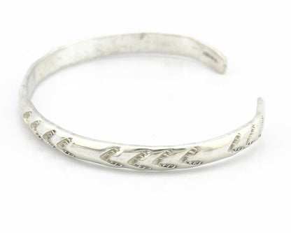 Navajo Bracelet .925 Silver Hand Stamped Arrow Head Artist I Montoya C.80's