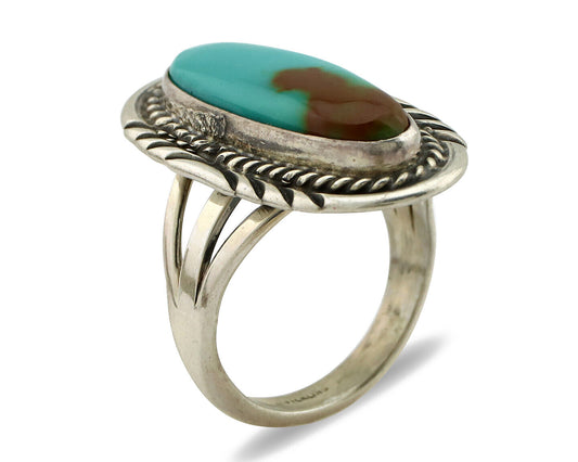 Navajo Ring 925 Silver Blue Turquoise Artist Signed M Begay C.80's