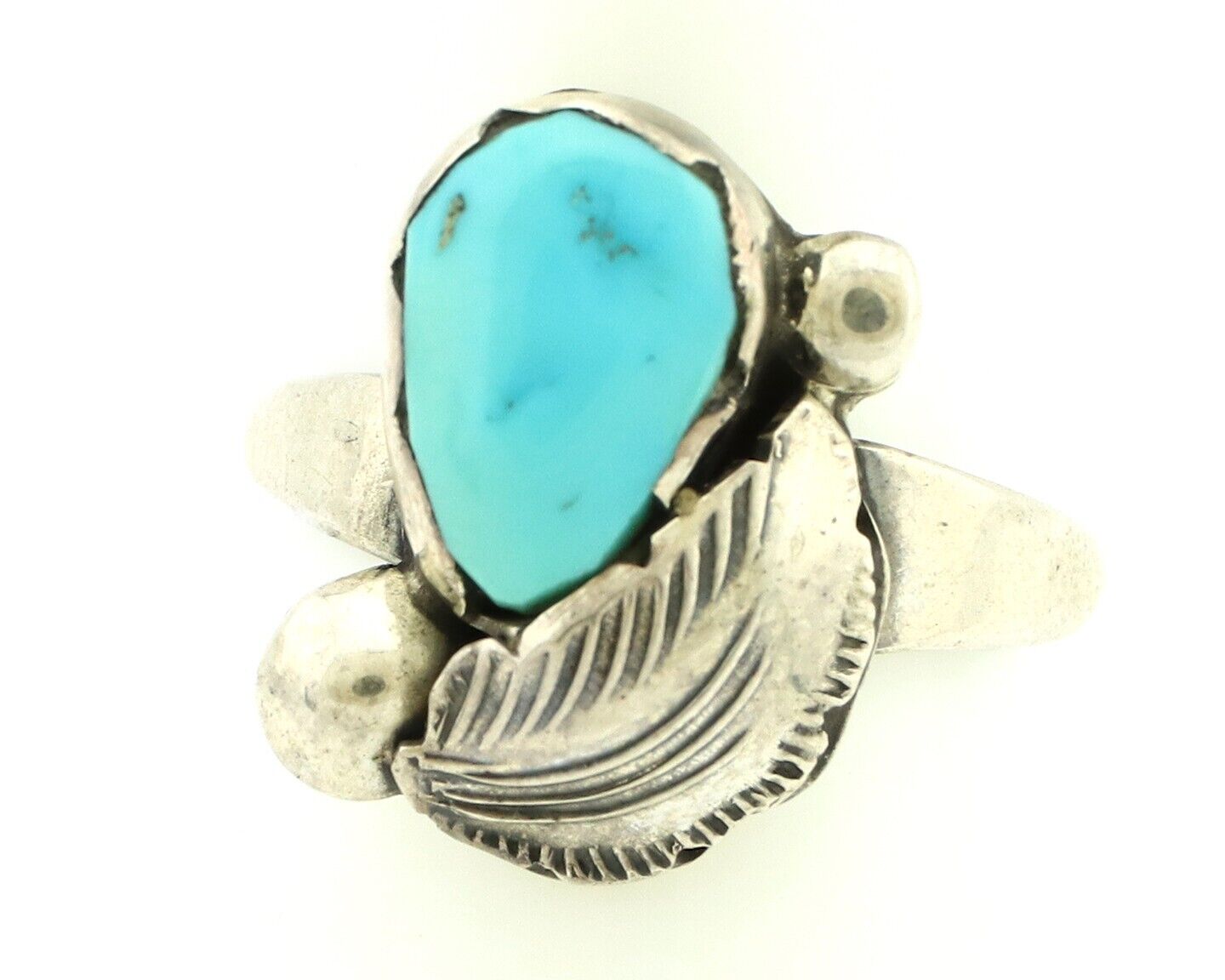 Zuni Ring 925 Silver Natural Blue Turquoise Artist Signed Simplicio C.80's