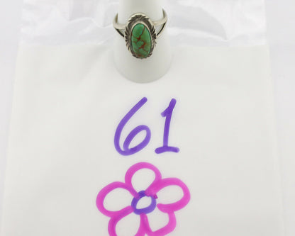 Navajo Ring .925 Silver Natural Spiderweb Turquoise Native Artist Signed C.80's
