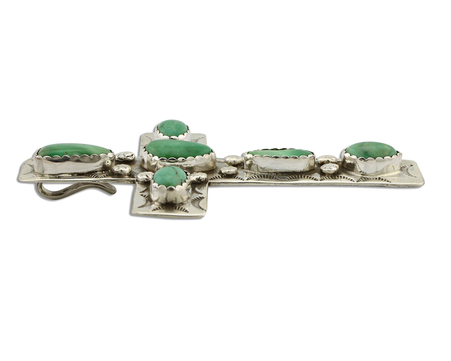 Navajo Cross Necklace 925 Silver Royston Turquoise Artist Signed JO C.80's