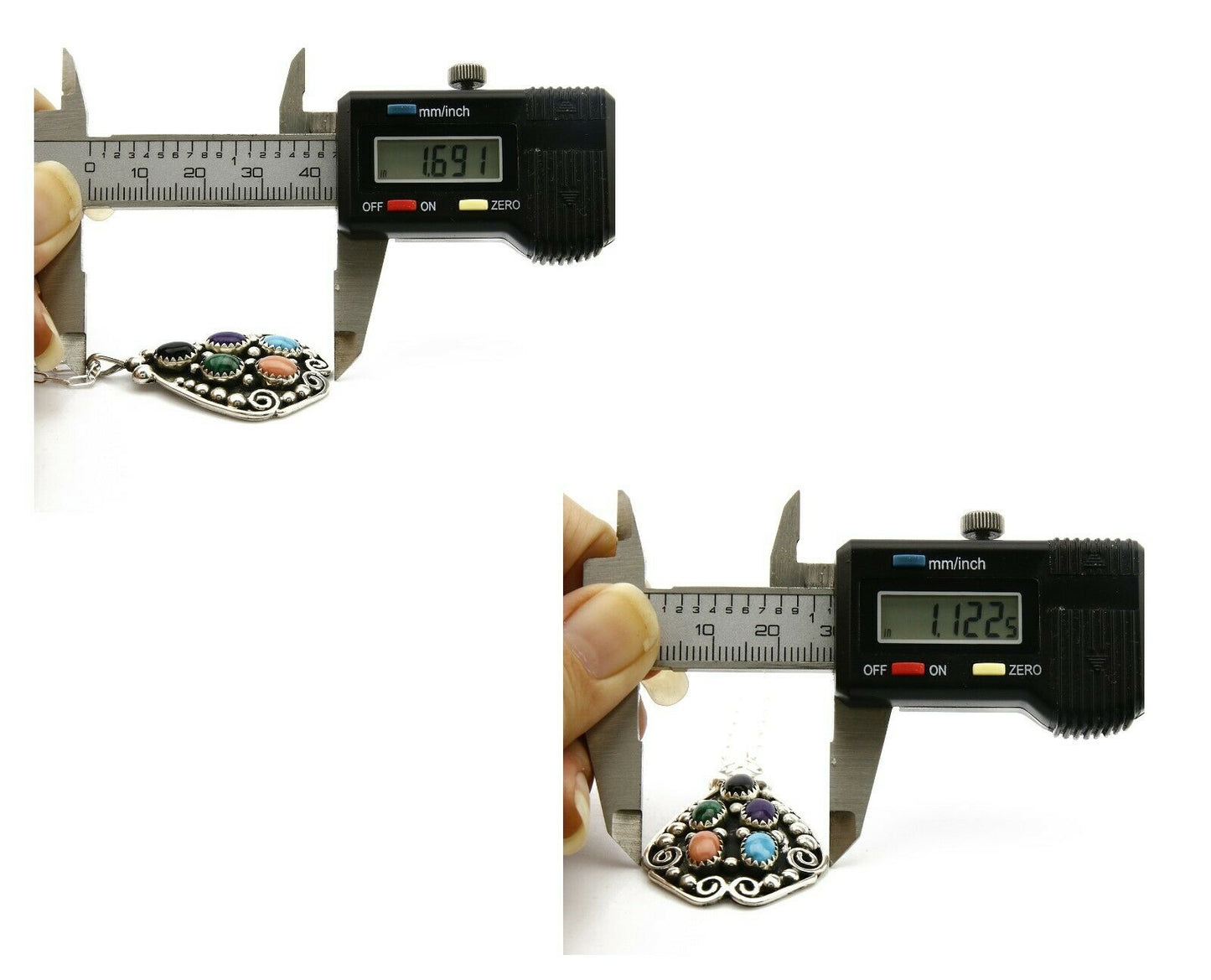 Women's Navajo Necklace .925 Silver Turquoise, Onyx, Sugilite, Malachite, Coral