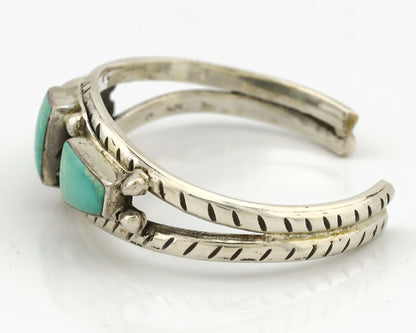 Navajo Bracelet .925 Silver Blue Green Turquoise Artist Signed RC C.80's