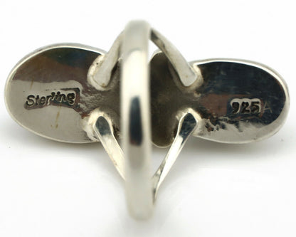 Navajo Ring .925 Silver Red Coral & Blue Turquoise Native Artist C.80's