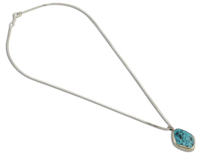 Navajo Handmade Necklace 925 Silver Blue Morenci Turquoise Native Artist C.80's