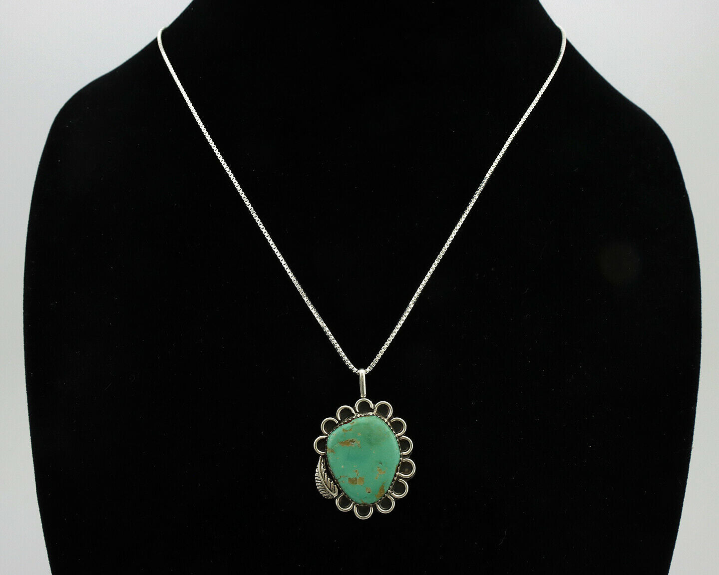 Navajo Necklace .925 Silver Kingman Turquoise Native Artist C.1980's