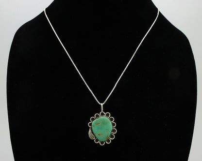 Navajo Necklace .925 Silver Kingman Turquoise Native Artist C.1980's