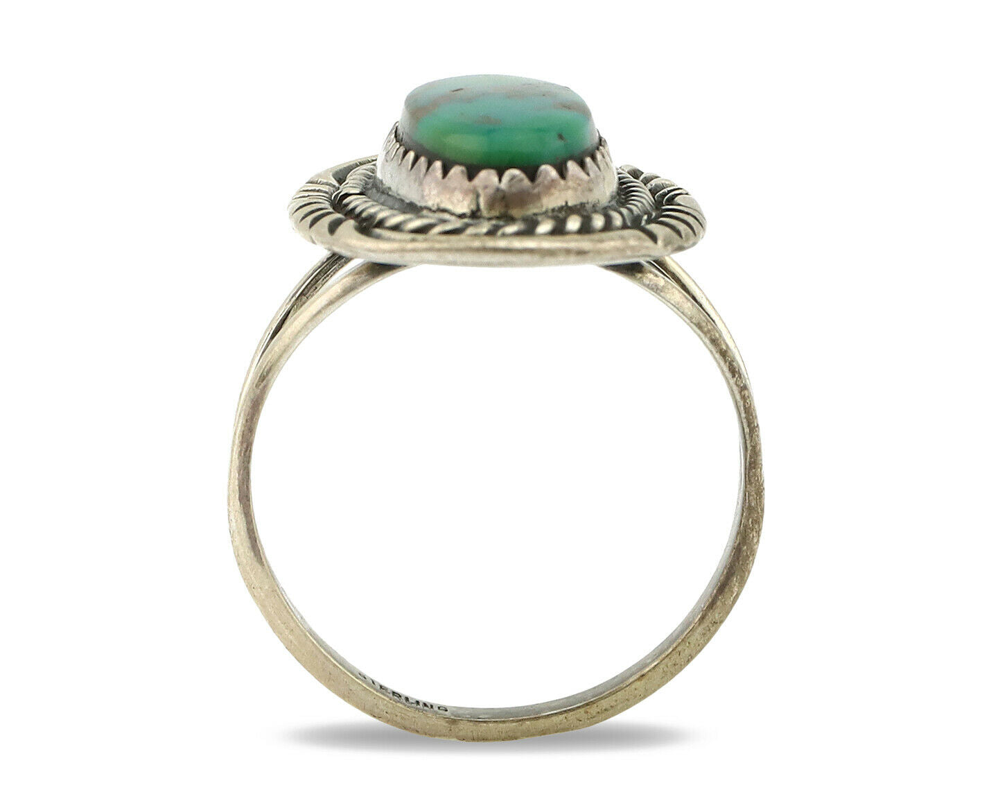 Navajo Ring .925 Silver Kingman Turquoise Native American Artist C.1980's