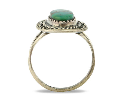 Navajo Ring .925 Silver Kingman Turquoise Native American Artist C.1980's