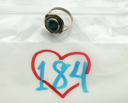 Navajo Ring .925 Silver Blue Turquoise Native American Artist C.1980's