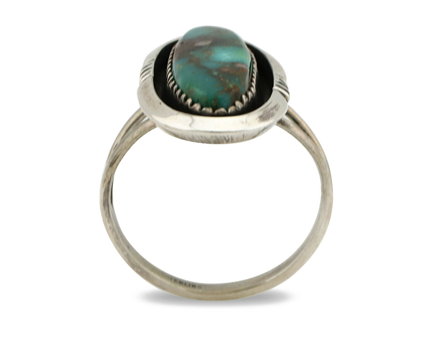 Navajo Ring .925 Silver Turquoise Mountain Signed USA C.80's