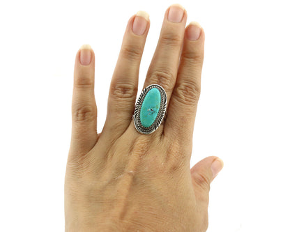 Navajo Ring 925 Silver Natural Blue Turquoise Artist Native C.80's