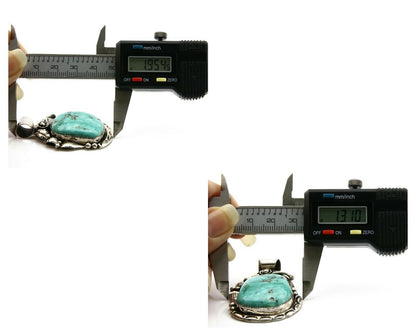 Navajo Pendant .925 Silver Kingman Turquoise Signed Artist Tom Willeto C.80's