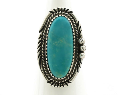 Navajo Ring .925 Silver Kingman Turquoise Native American Artist C.80's