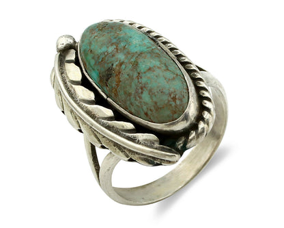Navajo Ring .925 Silver Turquoise Mountain Signed Artist Apache C.80's