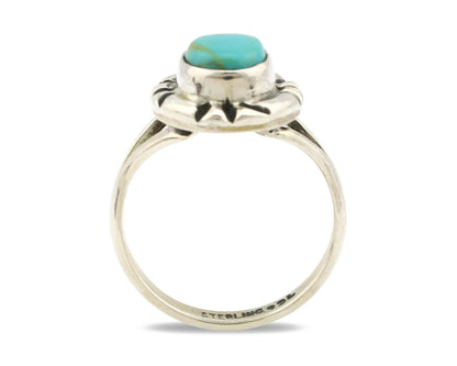 Navajo Ring .925 Silver Kingman Turquoise Artist Signed Gecko C.90's