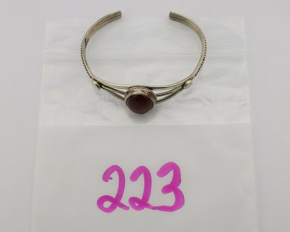 Navajo Bracelet .925 Silver Natural Carnelian Native American C.90's