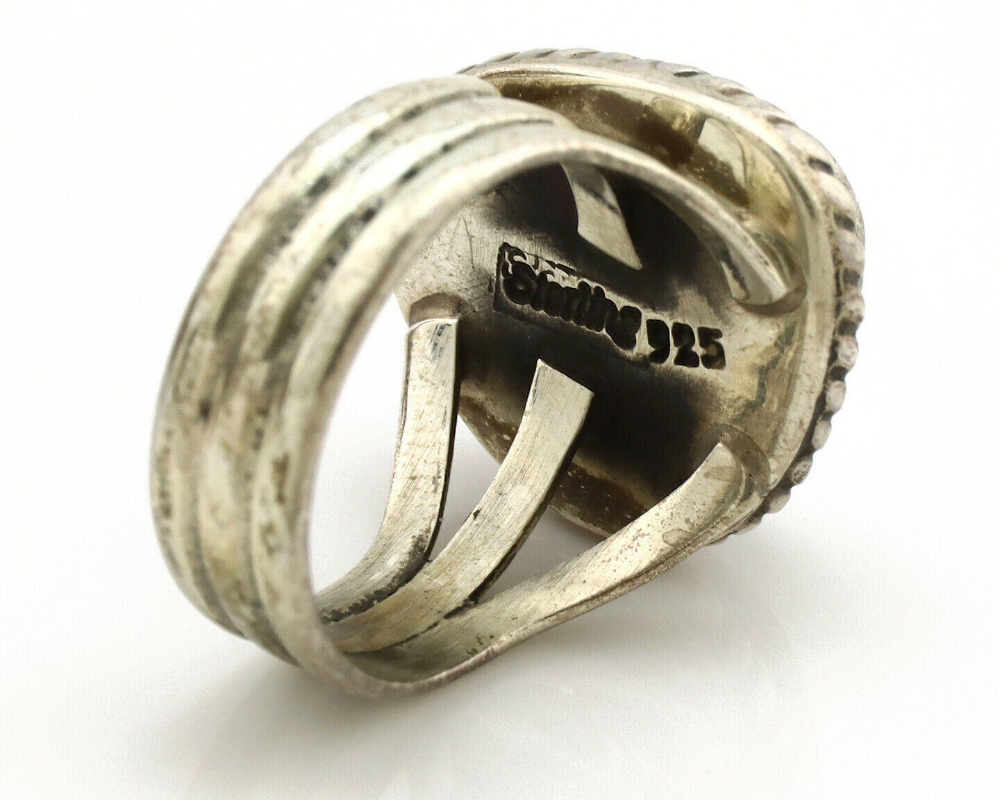 Navajo Ring .925 Silver Blue Turquoise Native American Artist C.1980's