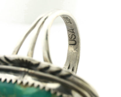 Navajo Ring 925 Silver Natural Blue Turquoise Artist Signed USA C.80's