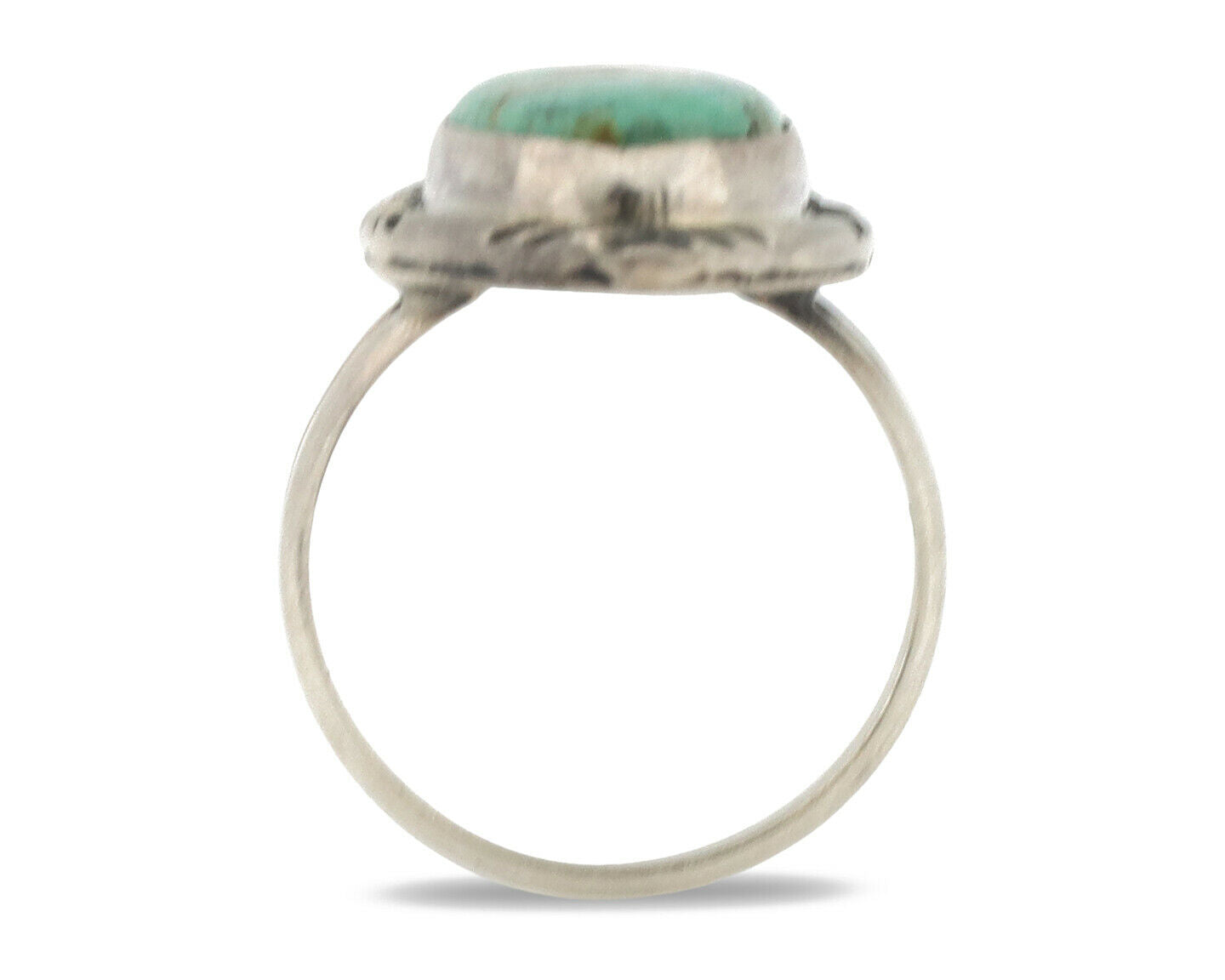 Navajo Ring .925 Silver Kingman Turquoise Native Artist Signed C.80's