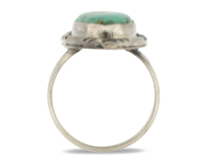 Navajo Ring .925 Silver Kingman Turquoise Native Artist Signed C.80's