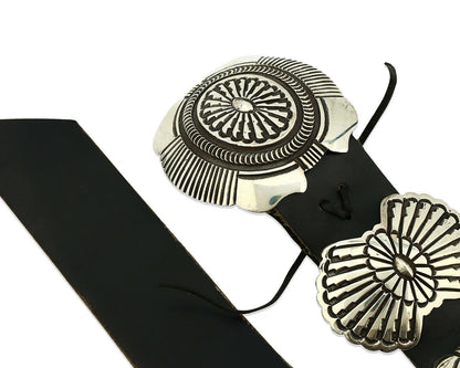 Navajo Concho Belt .925 Silver Old Pawn Native American Handmade C.80's